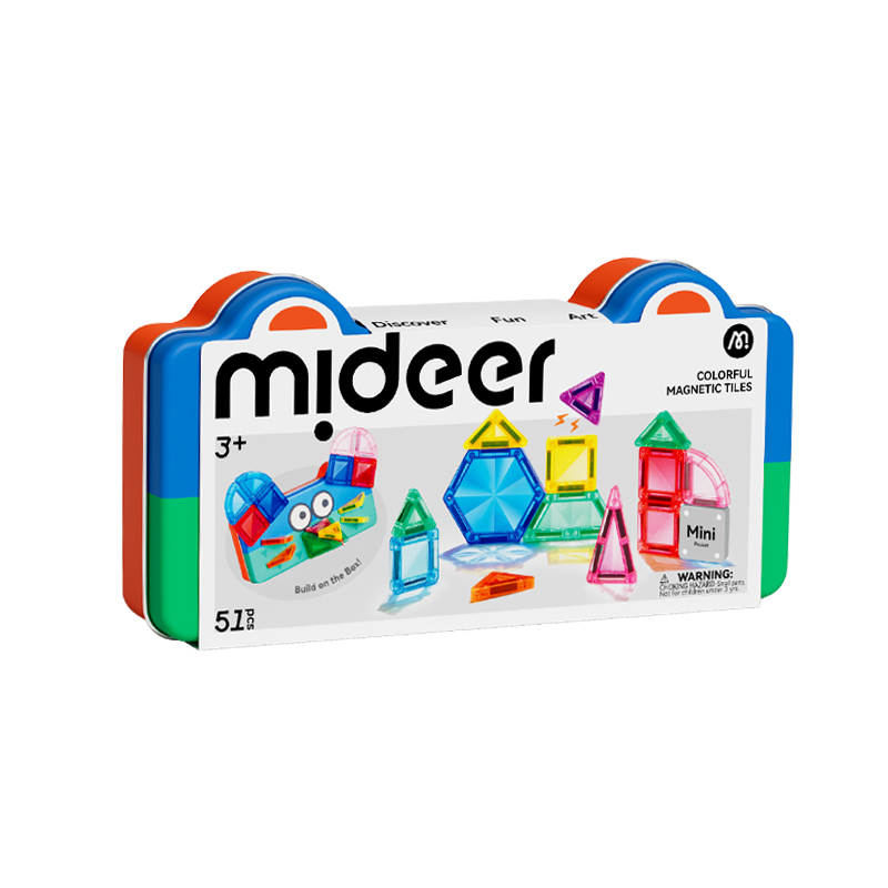 Đồ Chơi Xếp Hình Nam Châm Mini Mideer Colorful Magnetic Tiles 51 Chi Tiết 3+