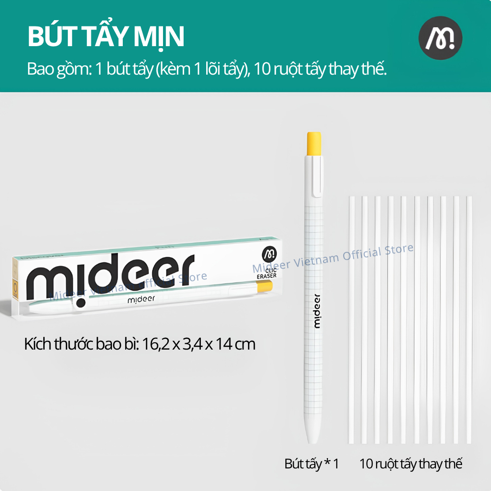 Gôm Tẩy Dạng Bút Siêu Sạch Cho Bé Mideer Clic Eraser 3+