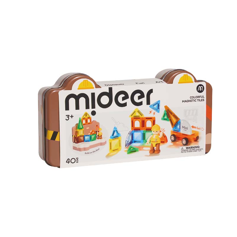 Đồ Chơi Xếp Hình Nam Châm Mini Chủ Đề Công Trường Mideer Colorful Magnetic Tiles 40 Chi Tiết 3+