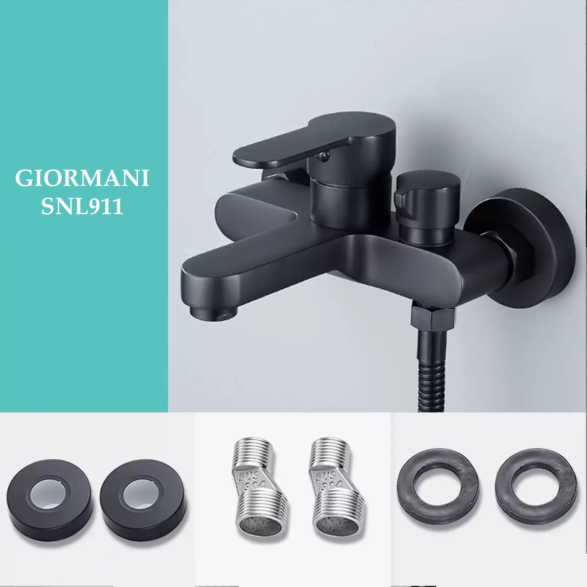 Củ sen tắm nóng lạnh hợp kim đồng mạ đen cao cấp SNL911 - Hàng GIORMANI bảo hành 24 tháng