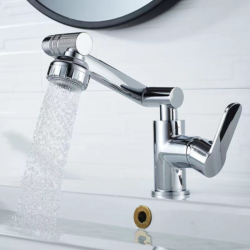 Vòi lavabo, vòi rửa mặt GIORMANI nóng lạnh cần xoay 360 độ SNL49 kèm đôi dây cấp inox