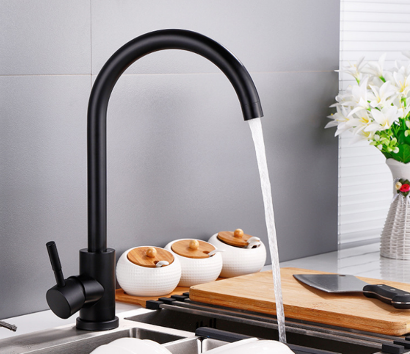 Vòi rửa bát, rửa chén nóng lạnh inox mạ đen GIORMANI VRB23 kèm dây cấp nước inox