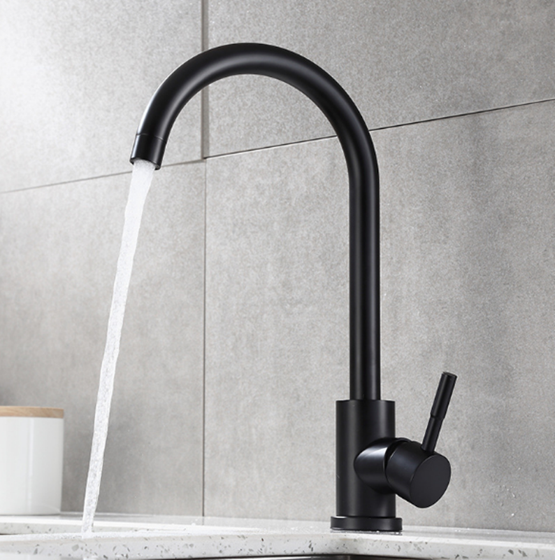 Vòi rửa bát, rửa chén nóng lạnh inox mạ đen GIORMANI VRB23 kèm dây cấp nước inox