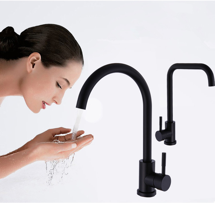 Vòi rửa bát, rửa chén nóng lạnh inox mạ đen GIORMANI VRB23 kèm dây cấp nước inox