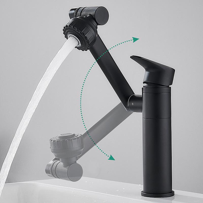 Vòi rửa mặt, vòi Lavabo nóng lạnh cao cấp mạ đen cần xoay 360 hai chế độ nước GIORMANI SNL66 kèm đôi dây cấp inox