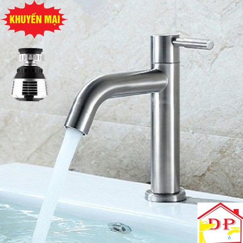 Vòi lạnh chậu rửa mặt lavabo inox 304 cao cấp VL03 tặng dây cấp inox - hàng GIORMANI bảo hành 12 tháng