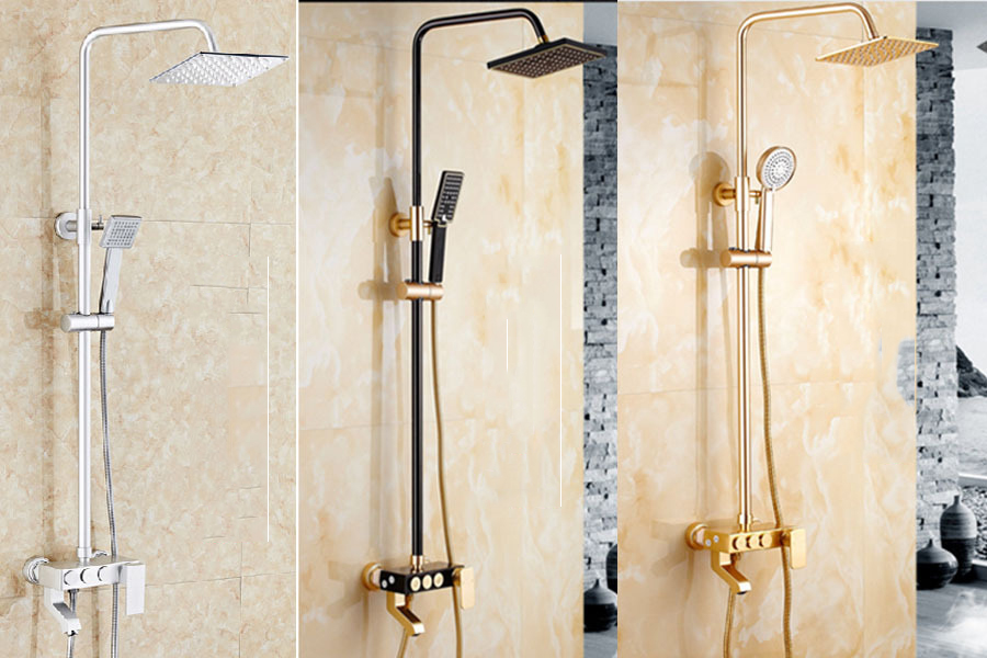 Bộ sen cây tắm nóng lạnh vàng đen 3 nút cao cấp GIORMANI SC30