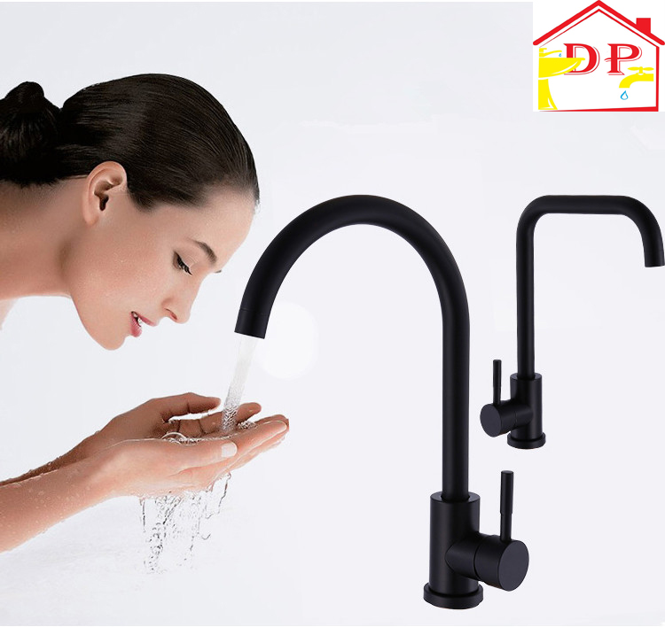 Vòi rửa bát, rửa chén nóng lạnh inox mạ đen GIORMANI VRB23 kèm dây cấp nước inox