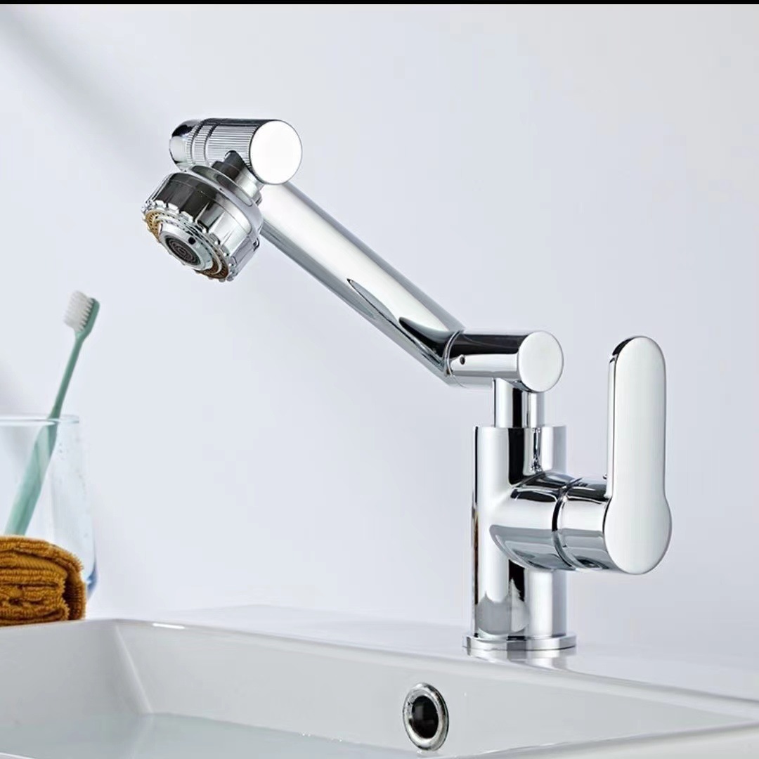 Vòi lavabo, vòi rửa mặt GIORMANI nóng lạnh cần xoay 360 độ SNL49 kèm đôi dây cấp inox