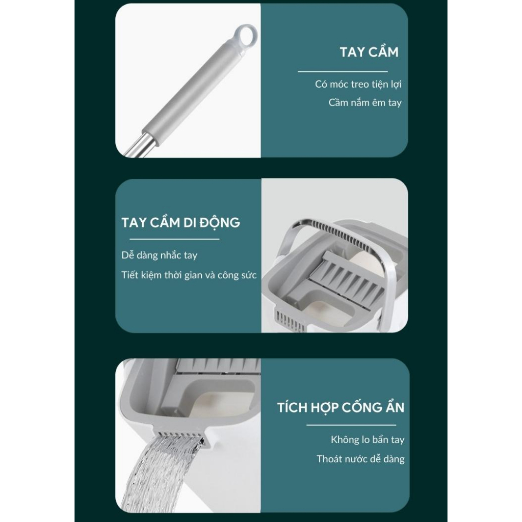 Cây lau nhà tự vắt thông minh kèm 2 miếng bông lau GIORMANI CL01