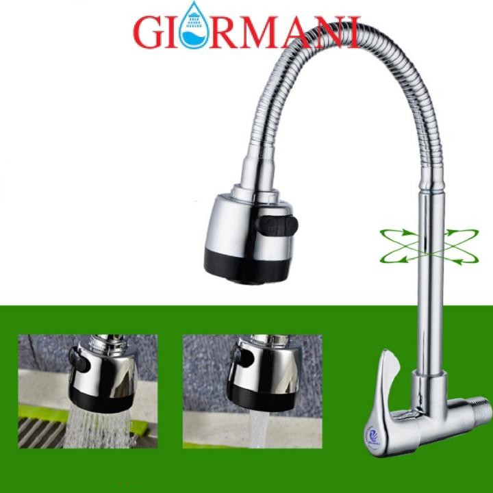 Vòi rửa bát, rửa chén lạnh cắm tường cần mềm 2 chế độ nước VRB905