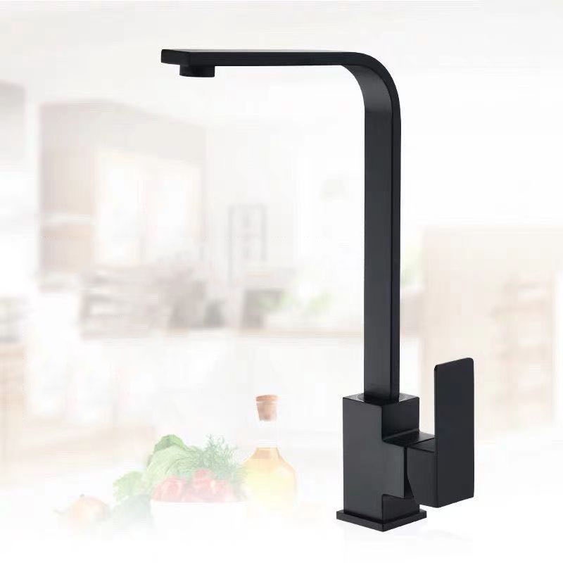 Vòi rửa bát, rửa chén nóng lạnh vuông hợp kim đồng mạ đen cao cấp GIORMANI VRB28 kèm dây cấp nước inox