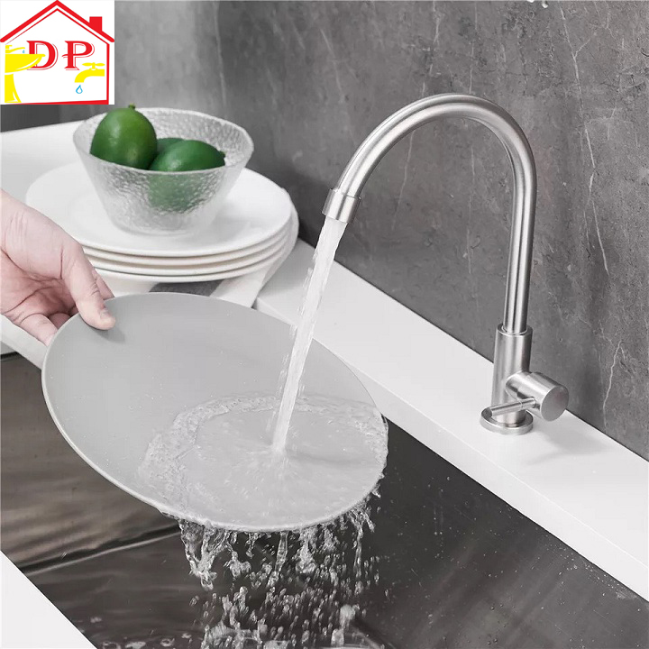 Vòi rửa bát, rửa chén lạnh inox 304 cao cấp VRB902 kèm dây cấp nước inox