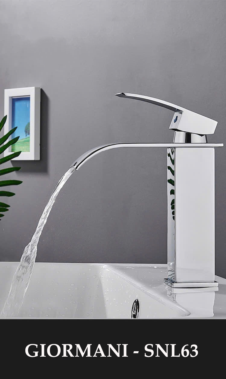 Vòi lavabo, vòi rửa mặt GIORMANI nóng lạnh cao cấp SNL63 kèm đôi dây cấp inox