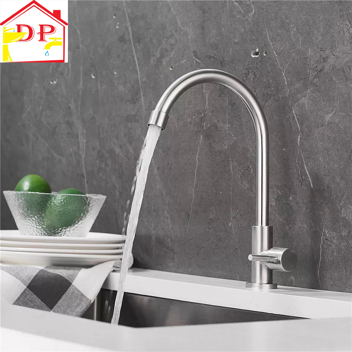 Vòi rửa bát, rửa chén lạnh inox 304 cao cấp VRB902 kèm dây cấp nước inox