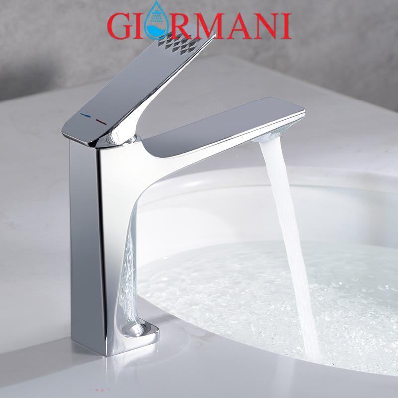 Vòi lavabo, vòi rửa mặt GIORMANI nóng lạnh cao cấp SNL54 kèm đôi dây cấp inox