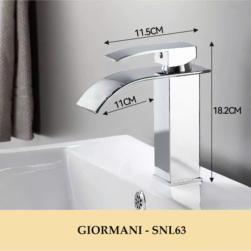 Vòi lavabo, vòi rửa mặt GIORMANI nóng lạnh cao cấp SNL63 kèm đôi dây cấp inox