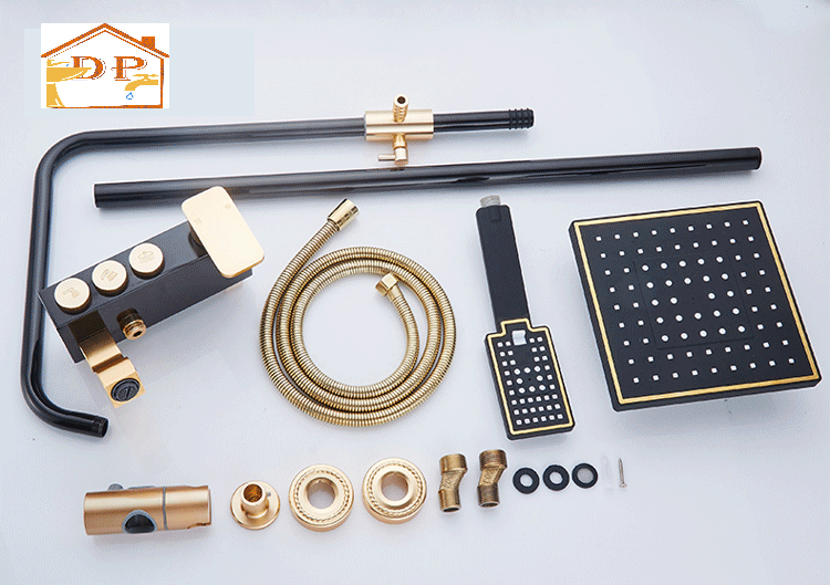 Bộ sen cây tắm nóng lạnh vàng đen 3 nút cao cấp GIORMANI SC30