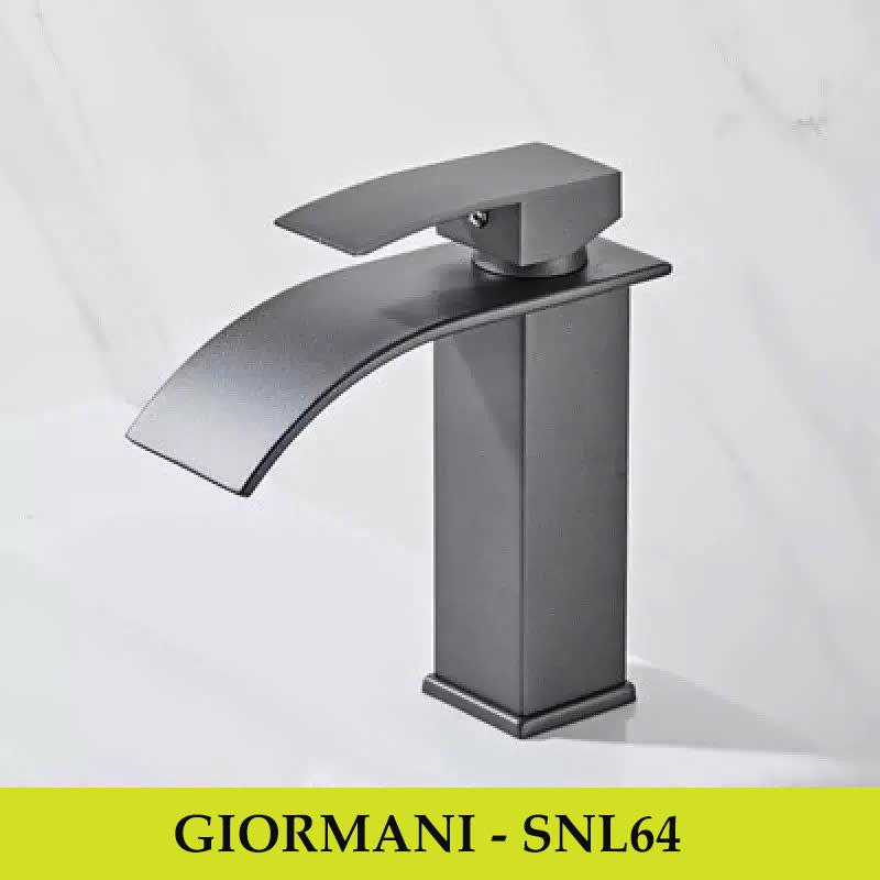 Vòi rửa mặt, vòi lavabo nóng lạnh mạ đen cao cấp GIORMANI SNL64 kèm đôi dây cấp nước inox