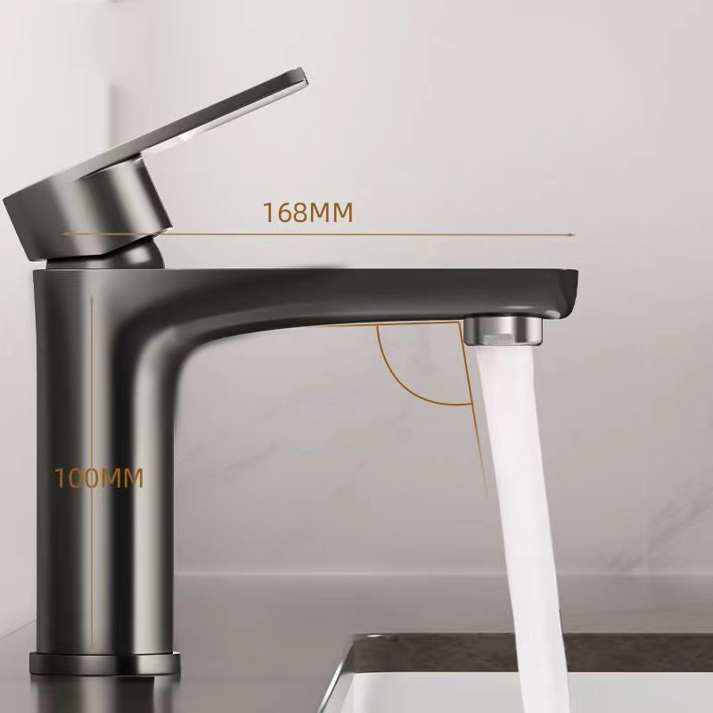 Vòi lavabo, vòi rửa mặt GIORMANI nóng lạnh mạ titian cao cấp SNL53 kèm đôi dây cấp inox