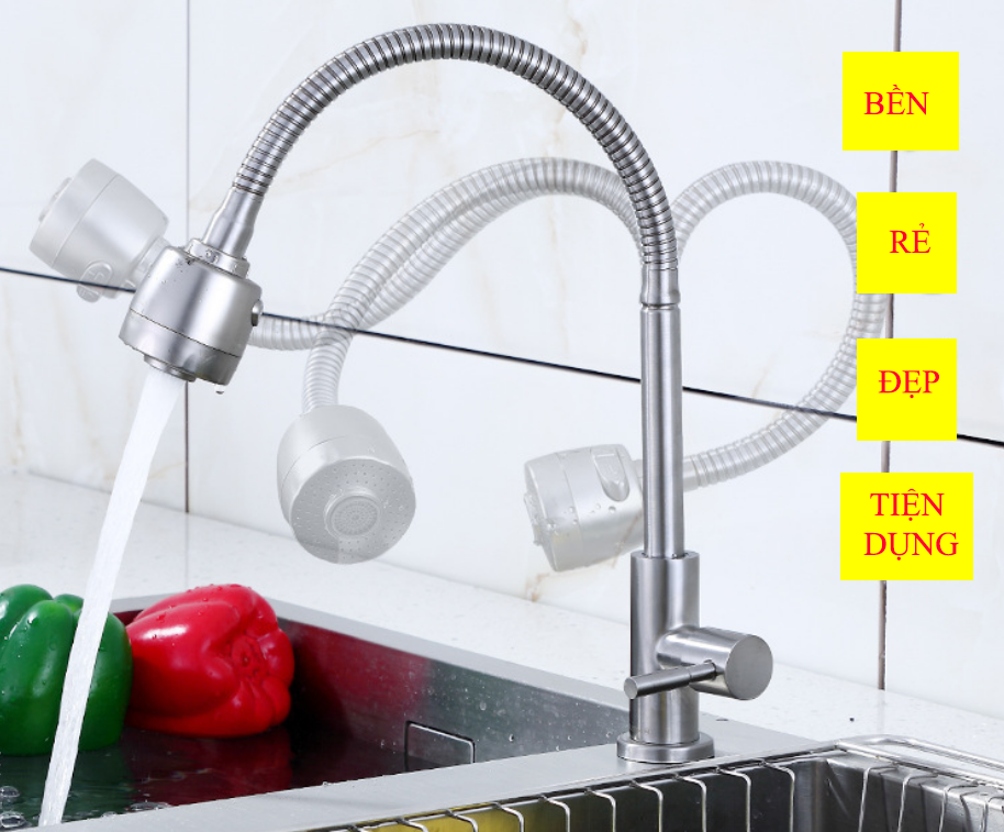 Vòi rửa bát, rửa chén lạnh cần mềm 2 chế độ nước inox 304 VRB907 kèm dây cấp nước inox" được tạo thành công