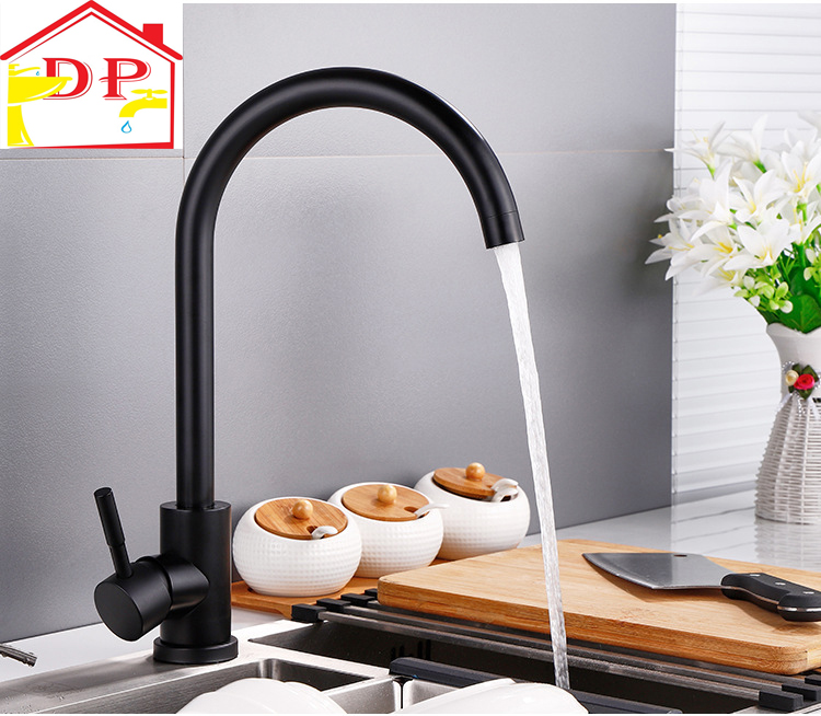 Vòi rửa bát, rửa chén nóng lạnh inox mạ đen GIORMANI VRB23 kèm dây cấp nước inox