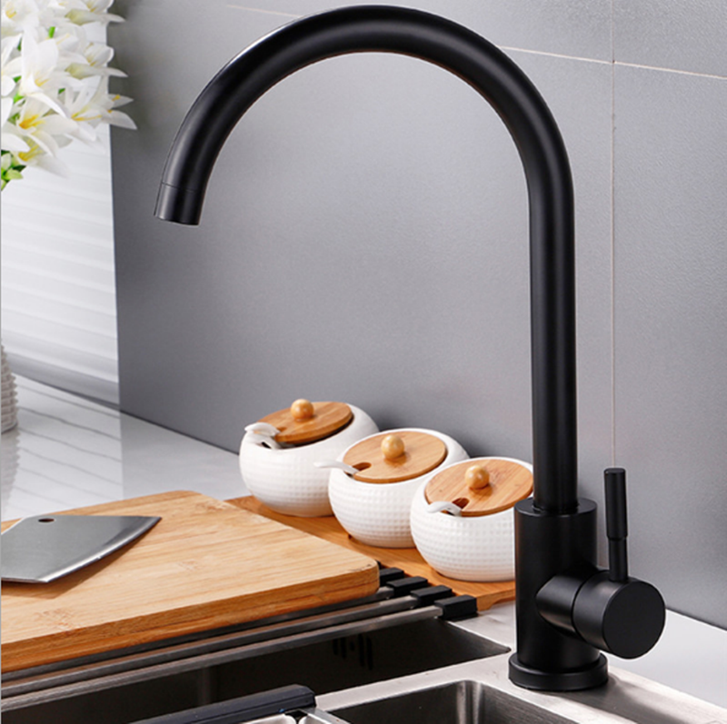 Vòi rửa bát, rửa chén nóng lạnh inox mạ đen GIORMANI VRB23 kèm dây cấp nước inox