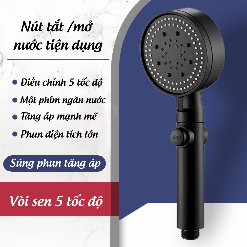 Tay sen tắm màu đen chỉnh chế độ nước có nút tắt mở tiện dụng GIORMANI TS14