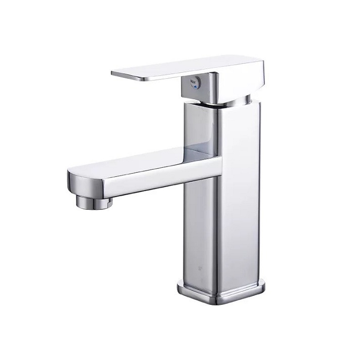 Vòi lavabo, vòi rửa mặt GIORMANI nóng lạnh kiểu vuông SNL16 kèm đôi dây cấp inox