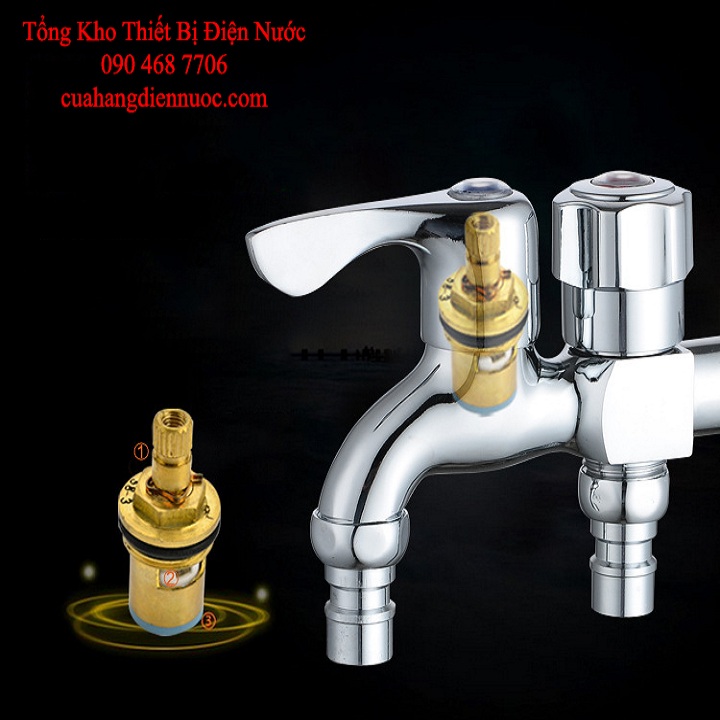 Vòi nước đôi cho máy giặt, Bộ củ sen tắm lạnh GIORMANI kết hợp bát sen tròn inox SL01-VHS09 kèm dây và đế cài