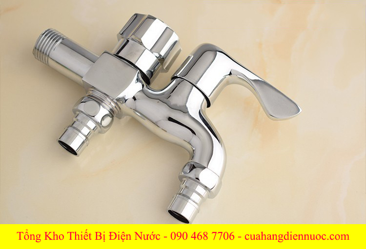 Vòi nước đôi cho máy giặt, Bộ củ sen tắm lạnh GIORMANI kết hợp bát sen tròn inox SL01-VHS09 kèm dây và đế cài