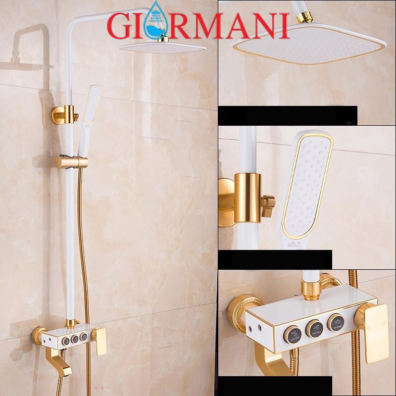 Bộ sen cây tắm nóng lạnh vàng trắng 3 nút cao cấp GIORMANI SC29
