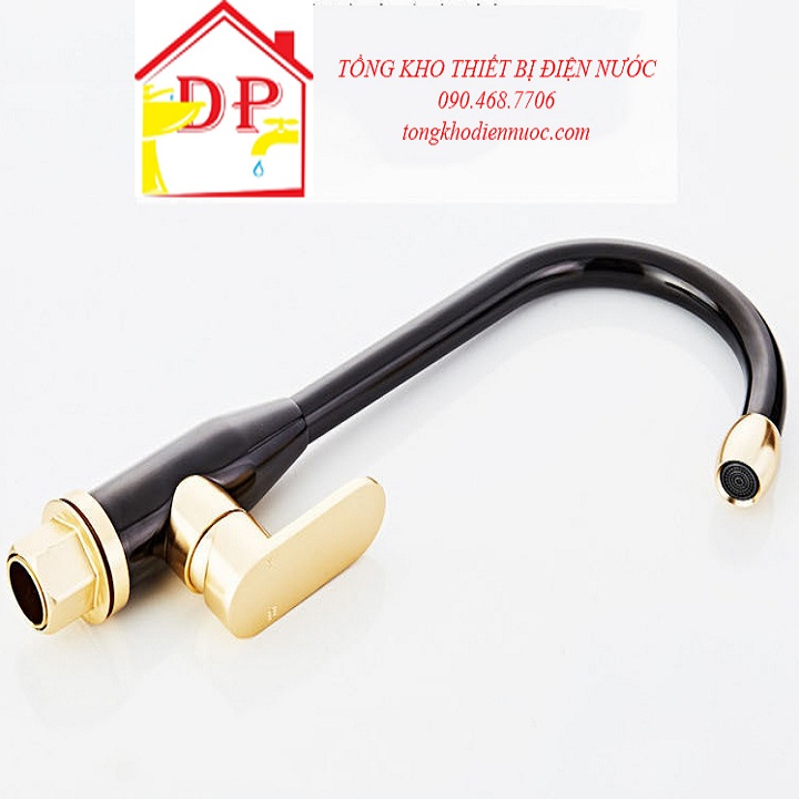 Vòi rửa bát, rửa chén nóng lạnh vàng đen cao cấp GIORMANI VRB17 kèm dây cấp nước inox