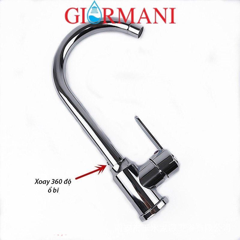 Vòi rửa bát, rửa chén nóng lạnh inox 304 mạ crom bóng cao cấp GIORMANI VRB30 kèm dây cấp nước inox