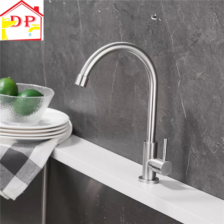 Vòi rửa bát, rửa chén lạnh inox 304 cao cấp VRB902 kèm dây cấp nước inox