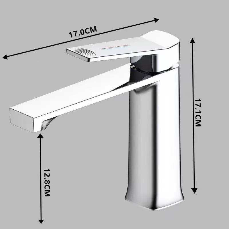 Vòi lavabo, vòi rửa mặt GIORMANI nóng lạnh kiểu vuông cao cấp SNL61 kèm đôi dây cấp inox