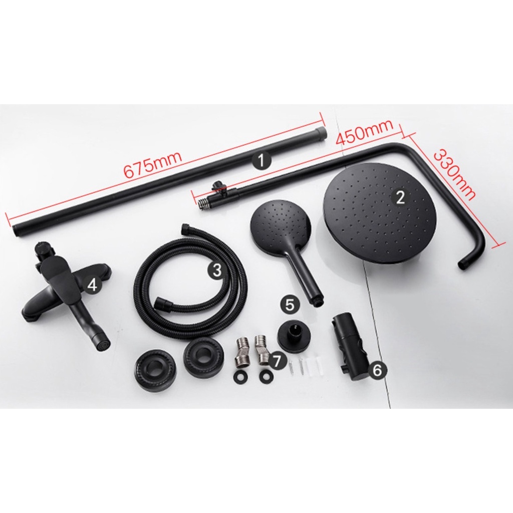 Bộ sen cây tắm nóng lạnh hợp kim đồng mạ đen giá rẻ GIORMANI SC32