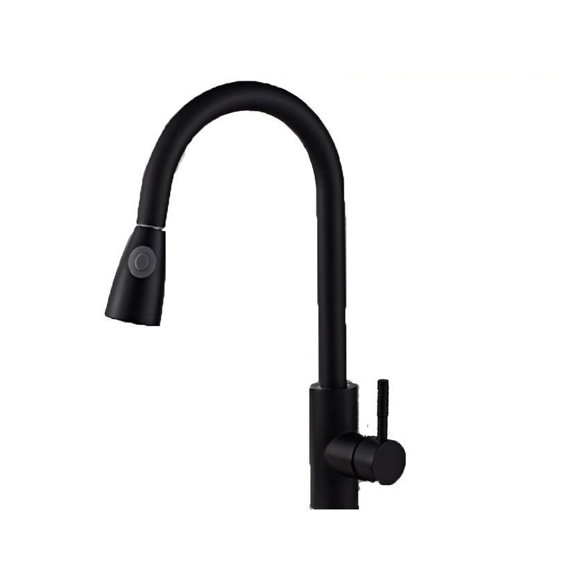 Vòi rửa bát, rửa chén nóng lạnh inox dây rút mạ đen tiện dụng GIORMANI VRB27 kèm dây cấp nước inox