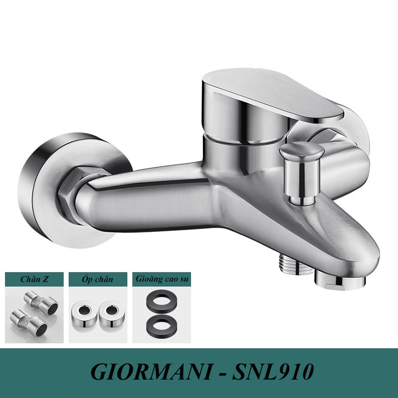 Củ sen tắm GIORMANI nóng lạnh inox 304 đúc nguyên khối cao cấp kết hợp bát sen tăng áp có nút tắt mở SNL910-VHS16