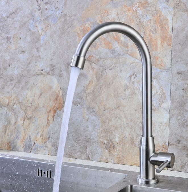 Vòi rửa bát, rửa chén lạnh inox 304 cao cấp VRB902 kèm dây cấp nước inox