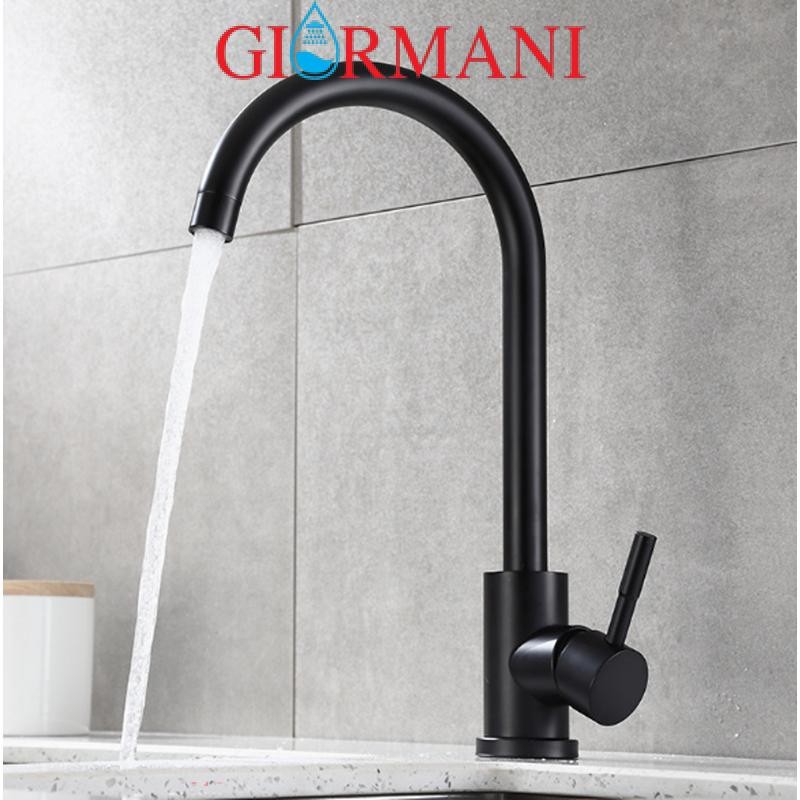 Vòi rửa bát, rửa chén nóng lạnh inox mạ đen GIORMANI VRB23 kèm dây cấp nước inox