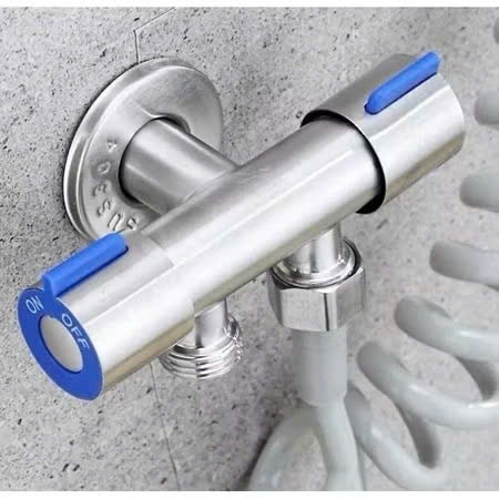 Van khóa, Đầu chia nước kiểu ngang inox 304 2 khóa riêng biệt DCN02