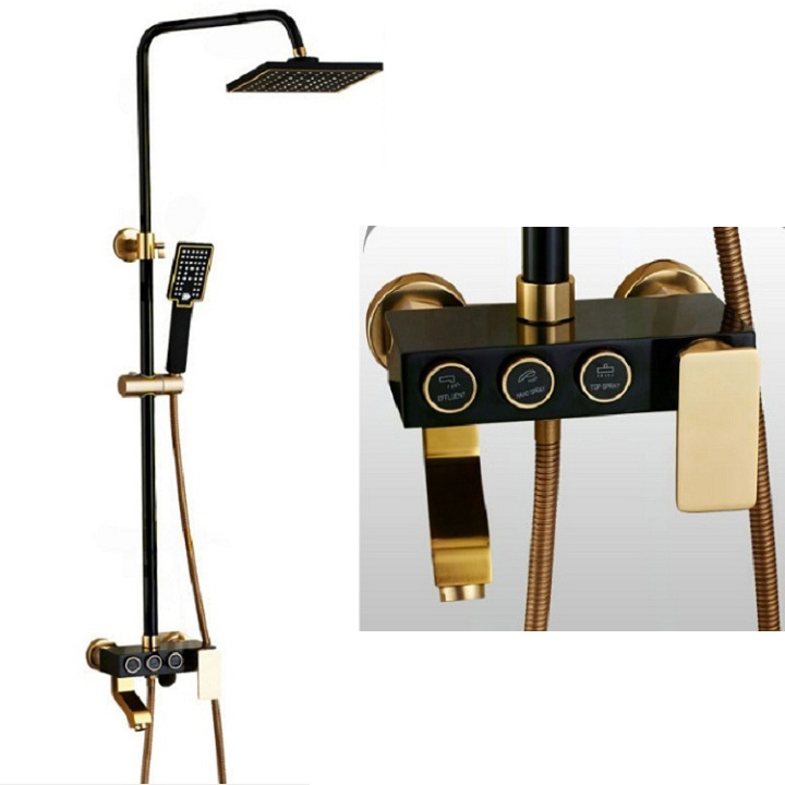 Bộ sen cây tắm nóng lạnh vàng đen 3 nút cao cấp GIORMANI SC30