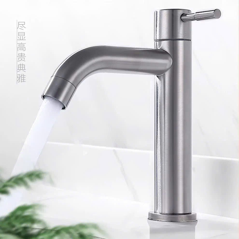 Vòi lạnh chậu rửa mặt lavabo inox 304 cao cấp VL03 tặng dây cấp inox - hàng GIORMANI bảo hành 12 tháng