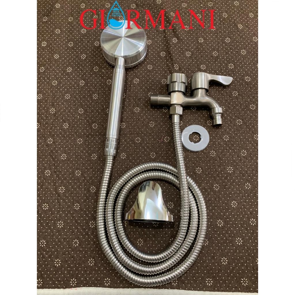 Bộ sen tắm lạnh inox GIORMANI kết hợp bát sen nhôm tăng áp SL02-VHS08