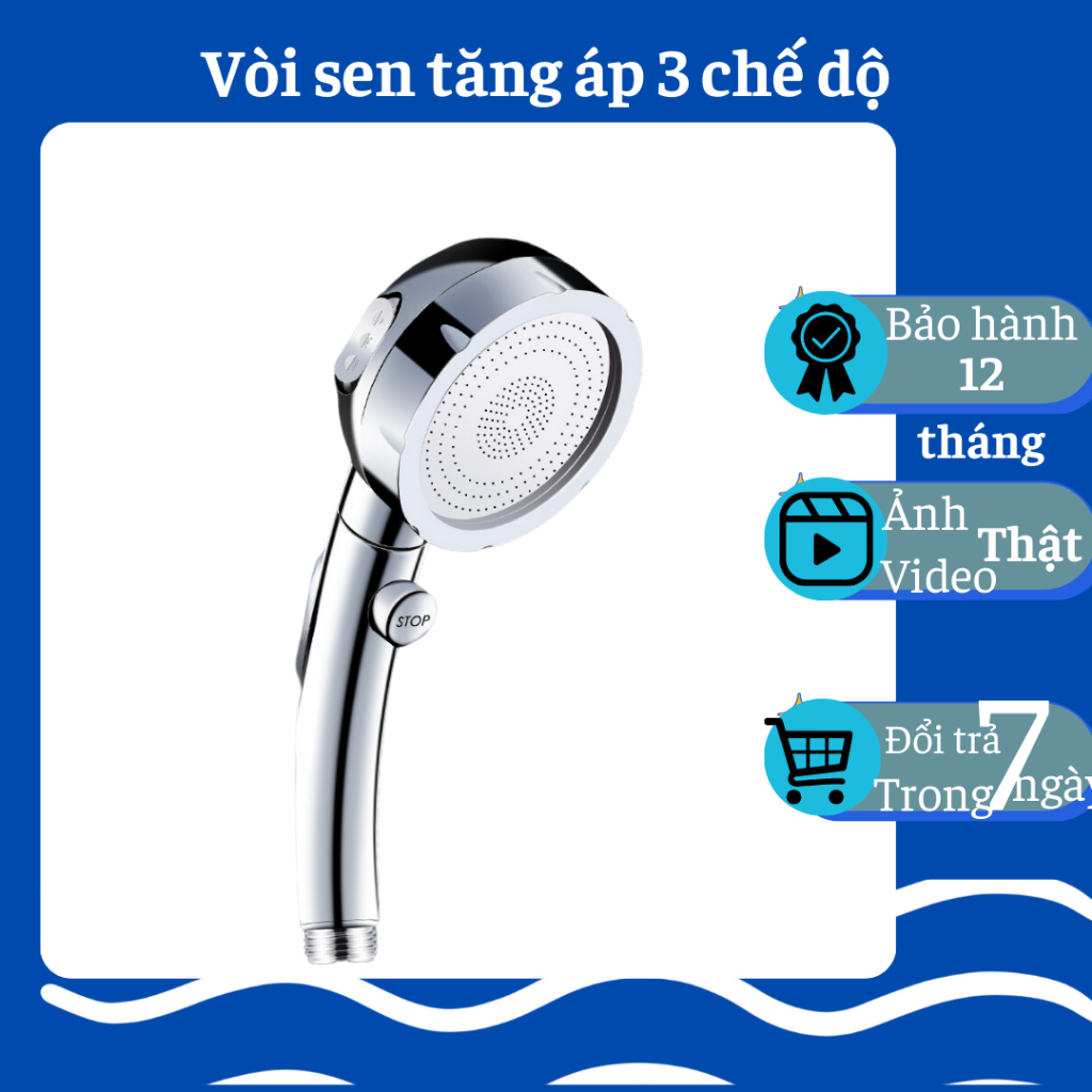 Bộ vòi hoa sen tăng áp chỉnh chế độ nước có nút tắt mở tiện dụng GIORMANI VHS16