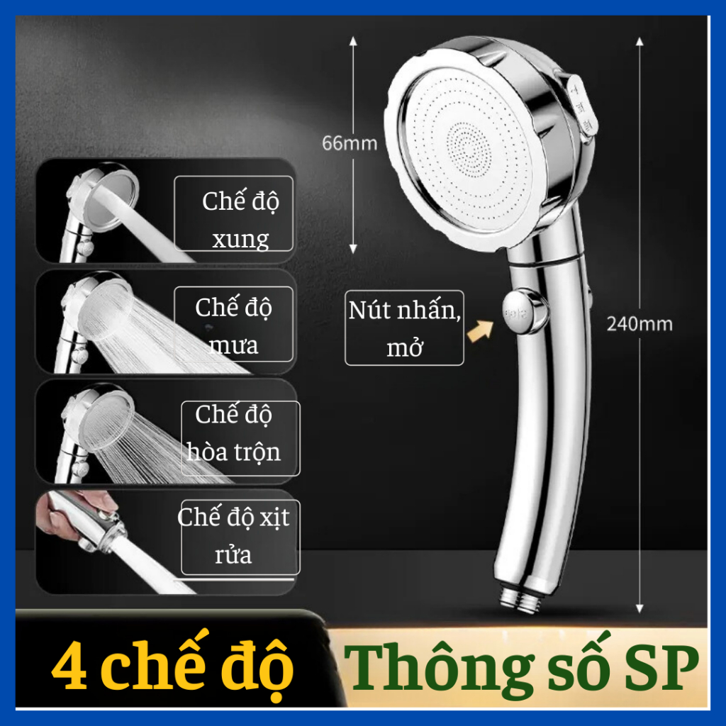 Bộ vòi hoa sen tăng áp chỉnh chế độ nước có nút tắt mở tiện dụng GIORMANI VHS16