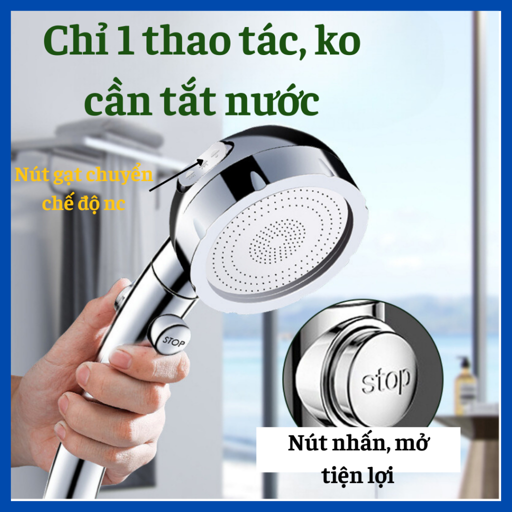 Bộ vòi hoa sen tăng áp chỉnh chế độ nước có nút tắt mở tiện dụng GIORMANI VHS16