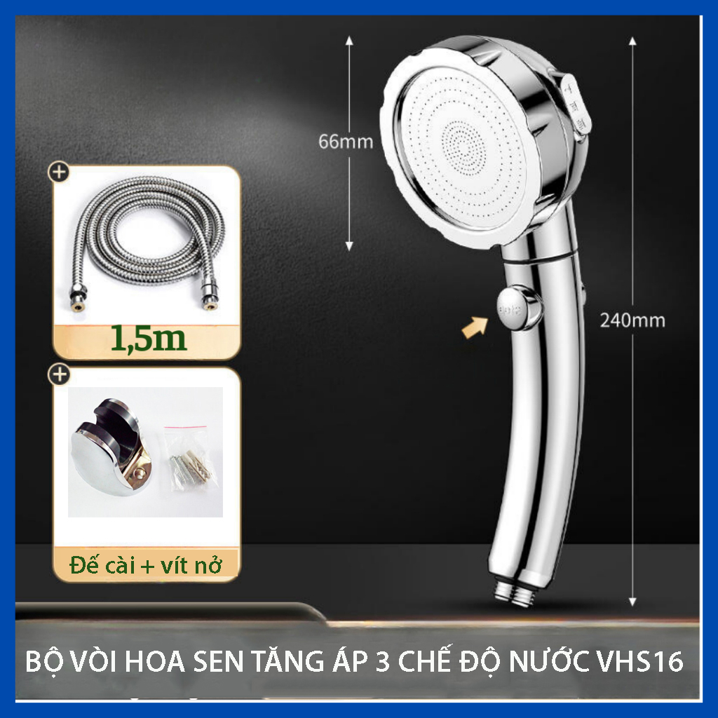 Bộ vòi hoa sen tăng áp chỉnh chế độ nước có nút tắt mở tiện dụng GIORMANI VHS16