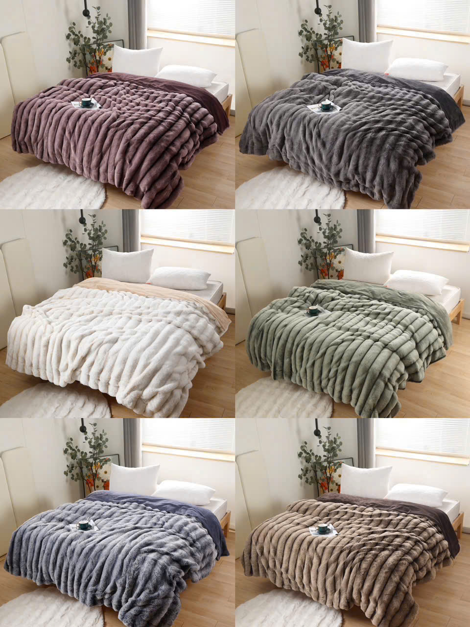 Chăn Chồn Sóng 3D – Mềm Mịn, Sang Trọng, Giữ Ấm Tuyệt Vời